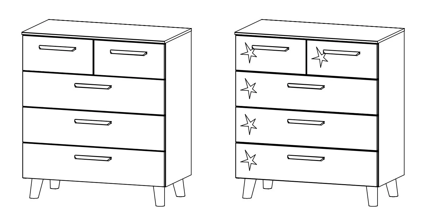Rauch Select Mavi Extra / Kommoden-Varianten / Füße Wildeiche massiv - 90 cm hoch - Ansicht 3