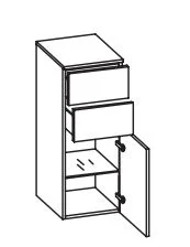 943.013550 Highboard / 1 Drehtüre / 2 Schubkästen / 1 Glaseinlegeboden / inklusive Türdämpfer