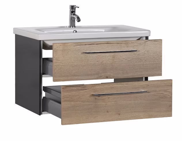 Marlin Bad 3400 - Waschtischset 80 cm breit - 2 Auszüge - Ansicht 3