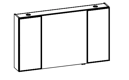 SENR01312 L/R Spiegelschrank mit 2 Vitrinen mit getönter silberner Glastür