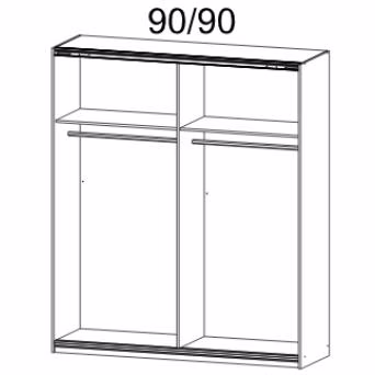 48K2 Breite 181 cm, 2 Schwebetüren je 92 cm