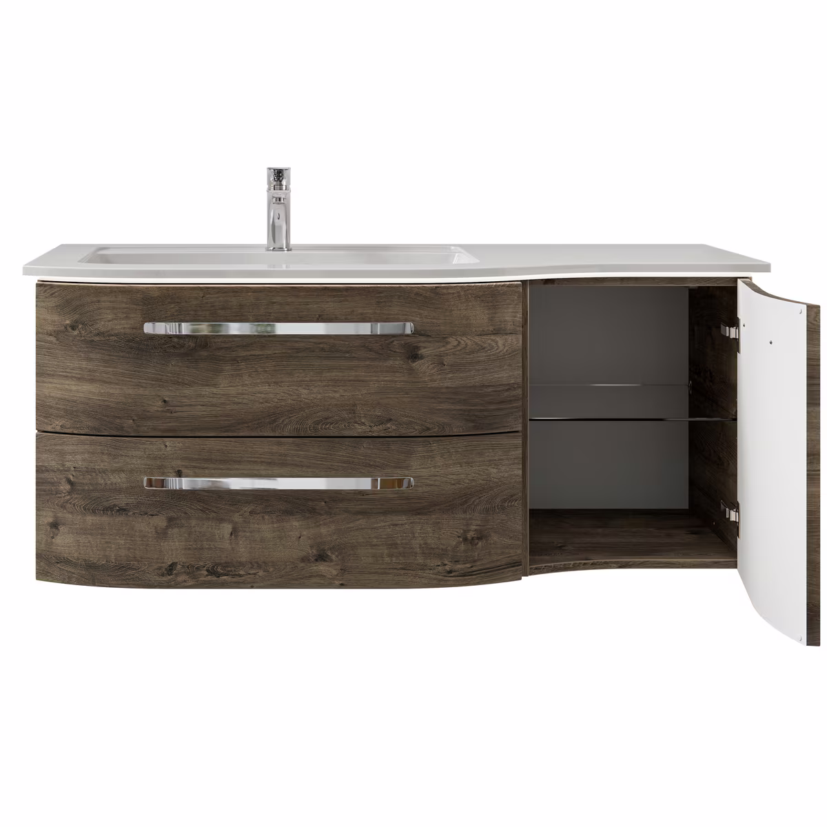Pelipal Contea Set in Eiche Ribbeck mit Mineralmarmorwaschtisch und Spiegelschrank - 120 cm - Ansicht 3