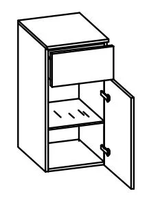 979.013540 Unterschrank / 1 Drehtüre / 1 Schubkasten / 1 Einlegeboden / inklusive Türdämpfer