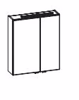 6110-SPS 01, Spiegelschrank inkl. LED Aufsatzleuchte, 2 Drehtüren einfach verspiegelt mit Facettenschliff, mit Schalter und Steckdose - 70,3x60x17 cm