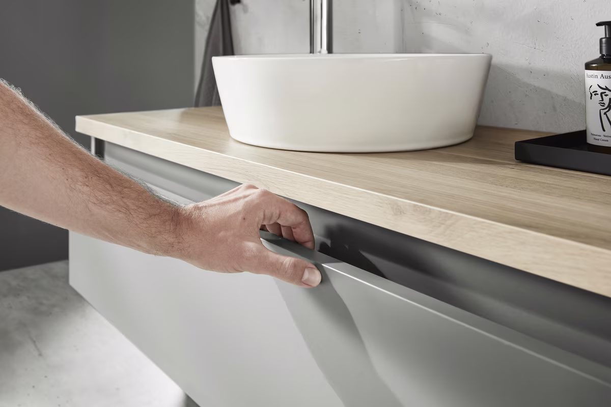 Puris Vialli Waschtisch mit Unterschrank 200 cm breit - Becken links - Ansicht 5