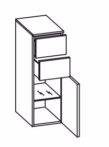 327.013050 Highboard / 1 Drehtüre / 2 Schubkästen / 1 Einlegeboden / inklusive Türdämpfer
