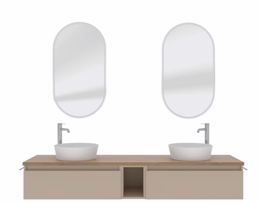 Puris Vialli Badmöbel Set - 180 cm mit Aufsatz-Doppelwaschtisch - Ansicht 5