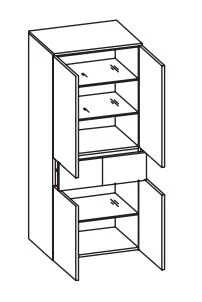 328.016057 - Midischrank / 4 Drehtüren / 1 Schubkasten / 3 Einlegeböden / Breite 60 cm / Höhe 141 cm / Tiefe 33 cm