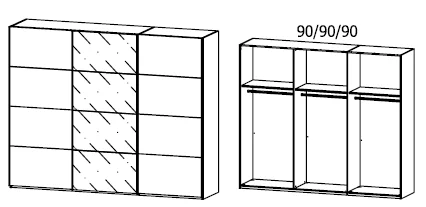 Rauch Oragen Belus Plus - Schwebetürenschrank Dekorfarben / Front Absetzung Glas - Ansicht 5
