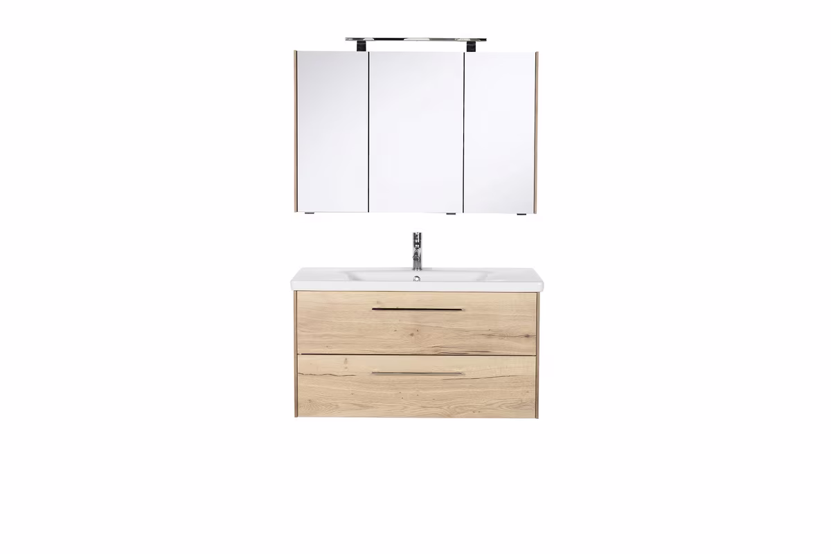 Marlin Bad 3400 - Kombination mit Spiegelschrank - 100 cm breit - Ansicht 3