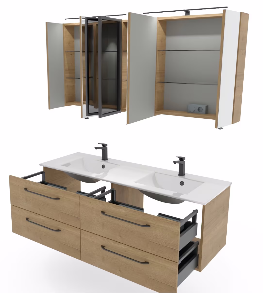 Pelipal Balto Badmöbel-Set - Doppelwaschplatz, 148 cm - Ansicht 5