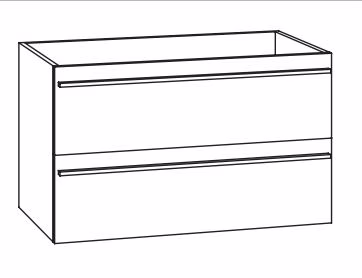 WMKAA10SL - Unterschrank mit 2 Auszügen, Siphonausschnit rechts - Maße:100x47,8x44,5 cm