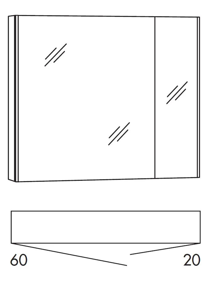 MARLIN 3250star - Bad-Kombination 80 cm breit, mit 2 Türen, Spiegelschrank - Ansicht 2