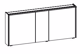 6010-SPS 06, Spiegelschrank inkl. LED Lichtkranz, 3 Drehtüren einfach verspiegelt, mit Schalter und Steckdose - 70,9x154x17,6 cm