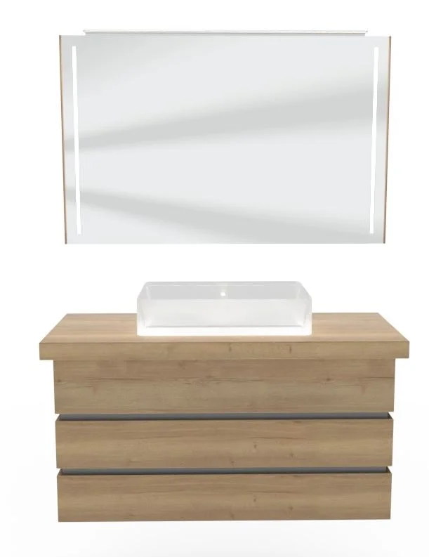 Thielemeyer Fresh Massivholz Badmöbelset mit Aufsatzbecken - 122 cm