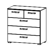 Schubkommode mit 5 Schubkästen / Breite 80 cm / Höhe 81 cm / Tiefe 42 cm
