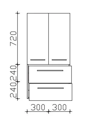 Pelipal Neutraler Midischrank 2 Türen, 2 Auszüge - 60 cm breit