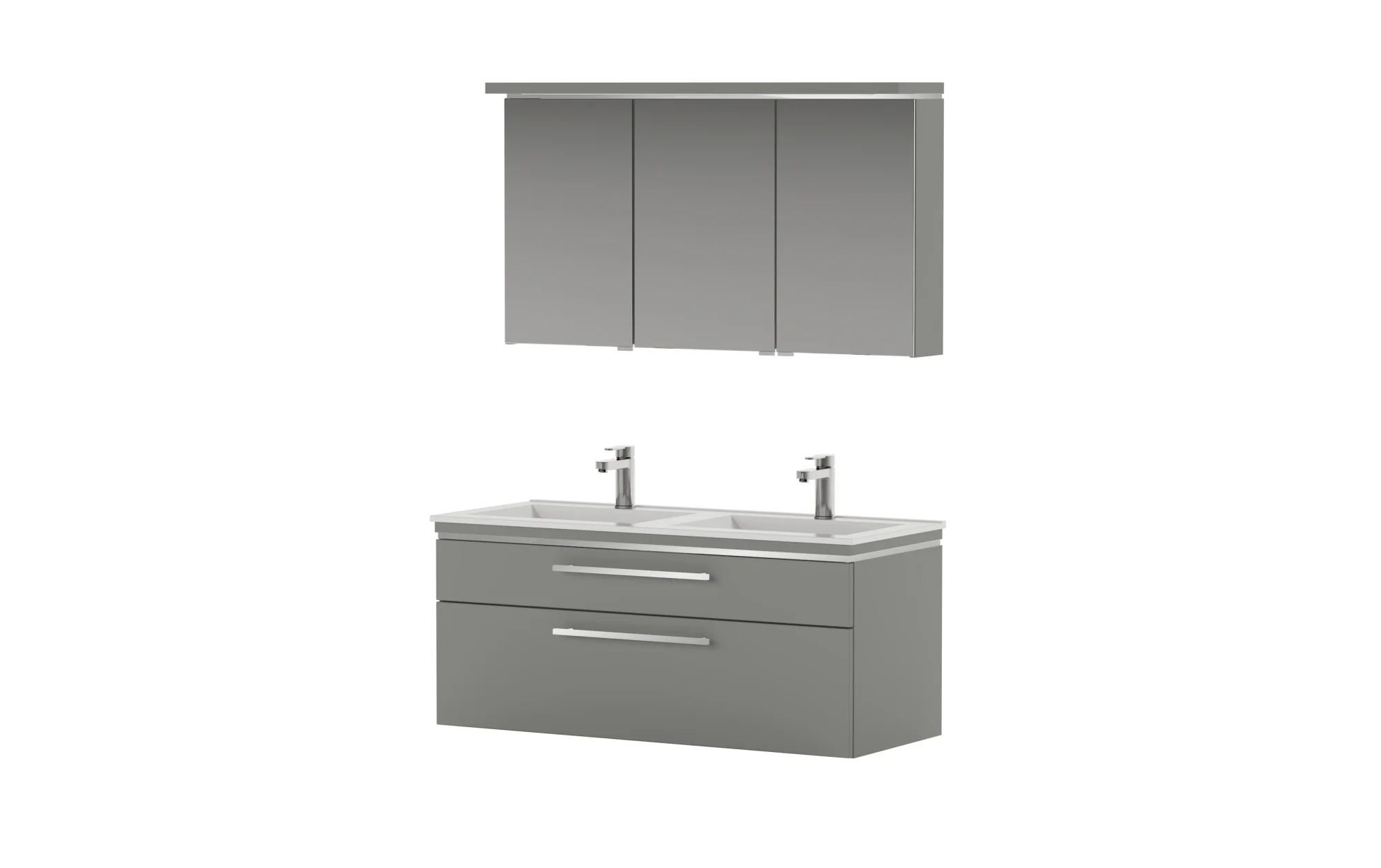 Puris Cool Line Badmöbelset mit Doppelwaschtisch 120 cm - mit Spiegelschrank Serie B - Ansicht 6