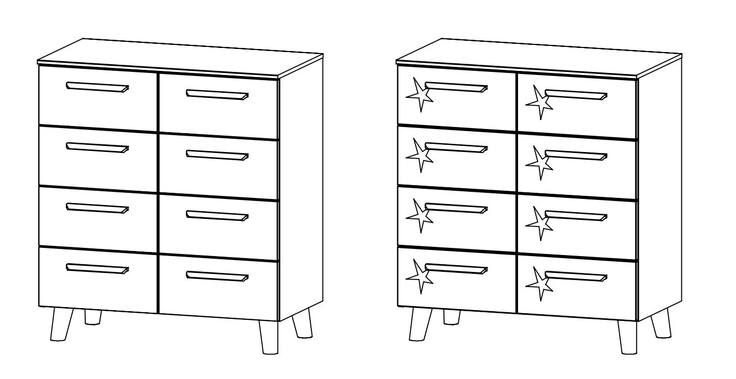 Rauch Select Mavi Extra / Kommoden-Varianten / Füße Wildeiche massiv - 90 cm hoch - Ansicht 4