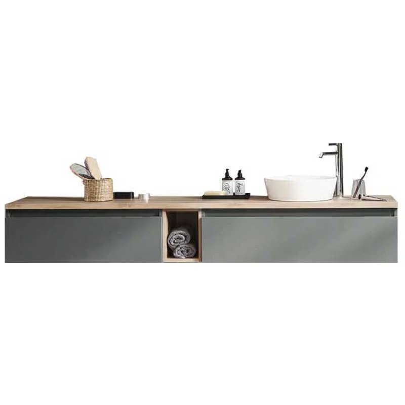 Puris Vialli Waschtisch mit Unterschrank 200 cm breit - Becken rechts