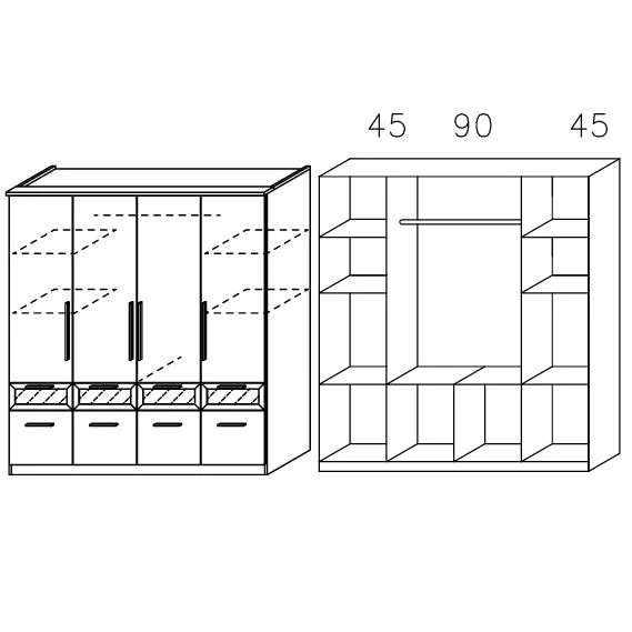 0R04 Breite 181 cm - 4-türig