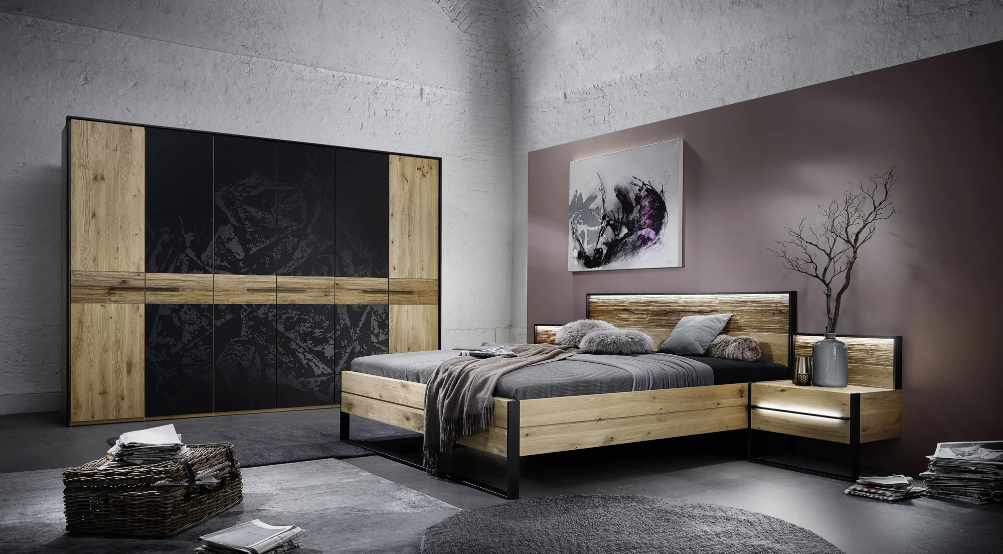Thielemeyer Steel Drehtürenschrank / 6-türig mit 4 Colorglastüren und Kristallmotiv - Ansicht 4