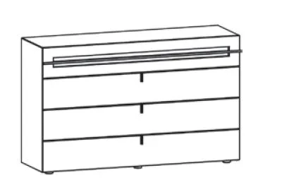 Kommode mit Designleiste / 4 Schubkästen / Maße: 147,2x91,2x44 cm