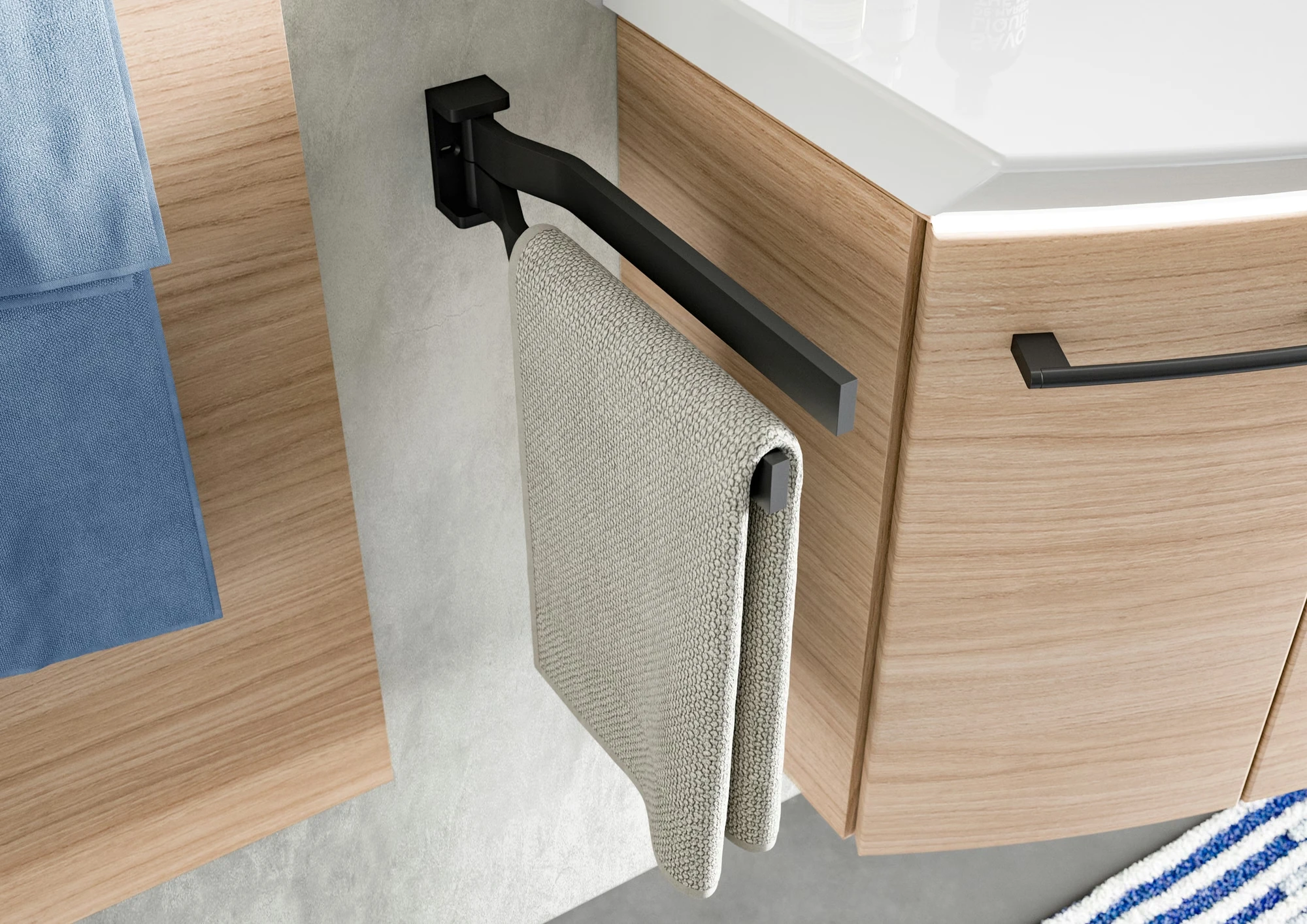 Pelipal Cassca Set in Tropea Eiche mit Mineralmarmorwaschtisch und Spiegelschrank - 120 cm