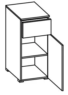 996.333042 Unterschrank / 1 Drehtüre / 1 Schubkasten / 1 Einlegeboden / inklusive Türdämpfer / stehend