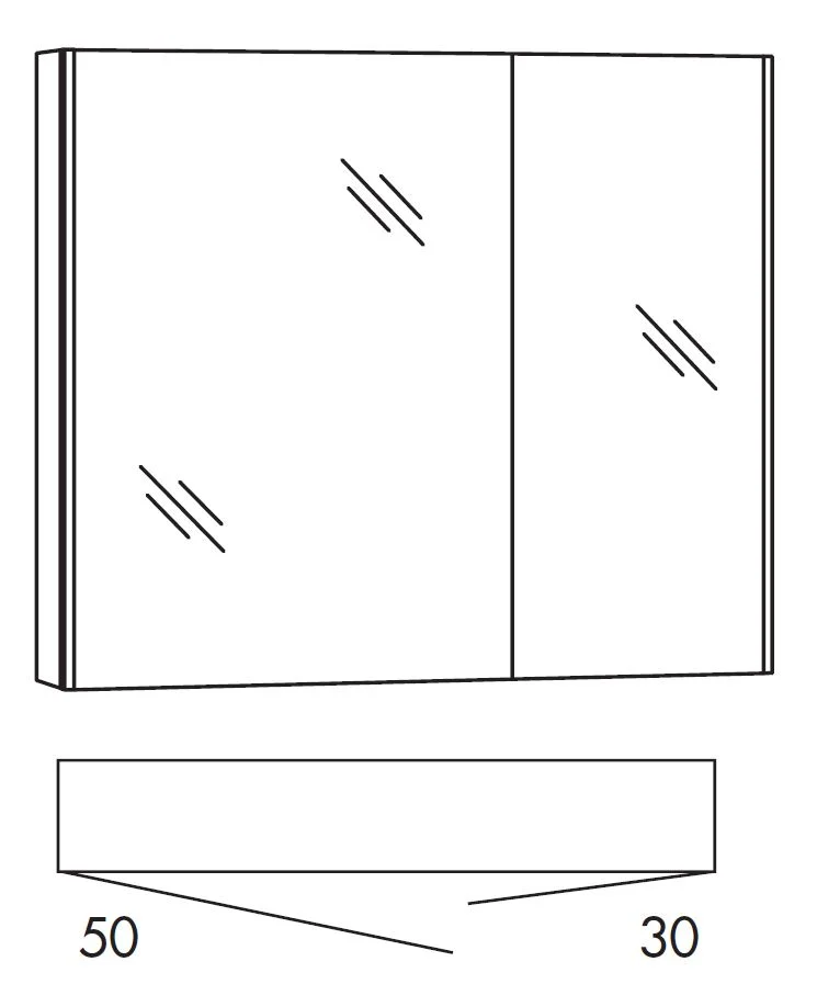 MARLIN 3290fair Bad-Kombination 80 cm breit, mit Spiegelschrank  - Variante 1 - Ansicht 2