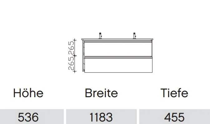 Pelipal 6040 Doppelwaschtisch mit Unterschrank 121 cm - 2 Auszüge - Ansicht 4