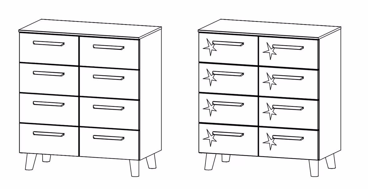 Rauch Select Mavi Extra / Kommoden-Varianten / Füße Wildeiche massiv - 90 cm hoch - Ansicht 4