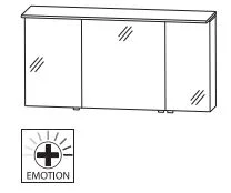 ASP431301 Spiegelschrank, 3 Doppelspiegeltüren, LED-Flächenleuchte, mit Schalter und Steckdose - 15x130x66 cm
