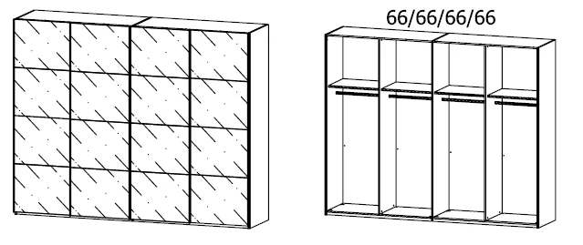 Rauch Select Beluga-Extra - Schwebetürenschrank Korpus in Dekorfarben / Front aus Glas - Ansicht 6