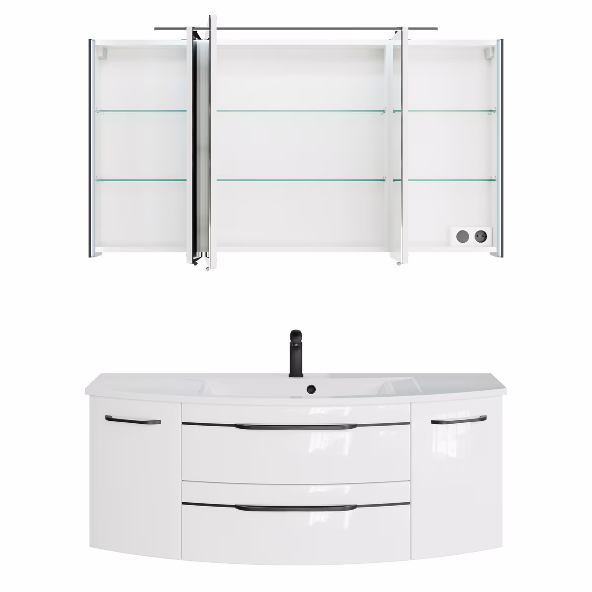 Pelipal 7045 Badmöbel Kombination 130 cm - mit Einzelwaschtisch mit Spiegelschrank - Ansicht 3