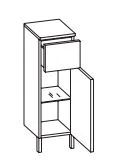 311.012540 - Problemlöser Unterschrank / 1 Drehtüre / 1 Schubkasten / 1 Einlegeboden / Abdeckplatte / 2 Füße - stehend
