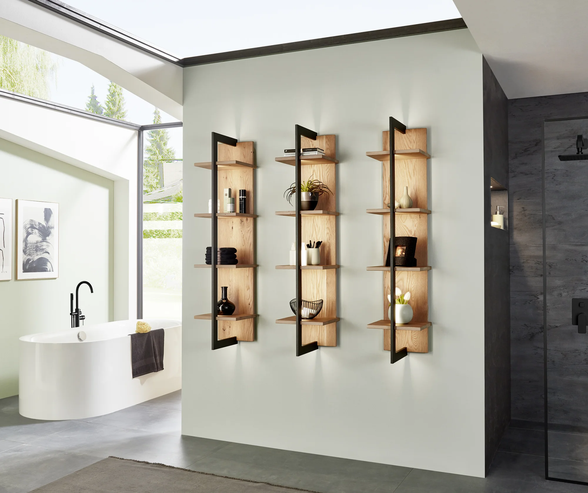 Thielemeyer Steel Massivholz Badmöbelset - 80 cm / Variante 2 - Ansicht 3