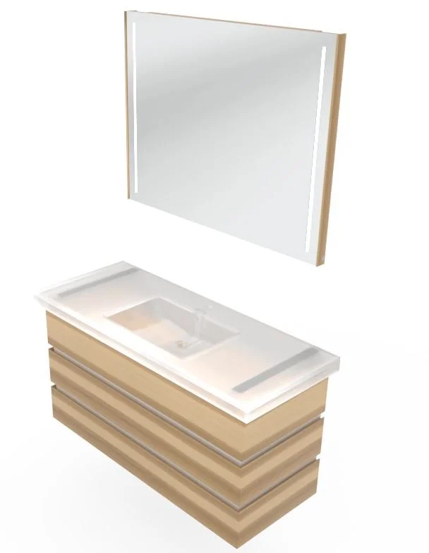 Thielemeyer Fresh Massivholz Badmöbelset mit Keramikwaschtisch - 122 cm - Ansicht 6