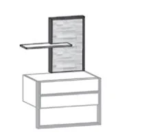 155045 - Aufsatzpaneel links mit 1 Glasablageboden parsol grau / mit Spaltzholz / 65x53,5x18 cm