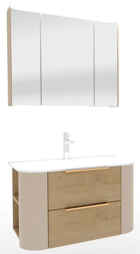 Puris Veluna Badmöbelset mit Stonepluswaschtisch und Spiegelschrank - 80 cm - Ansicht 2