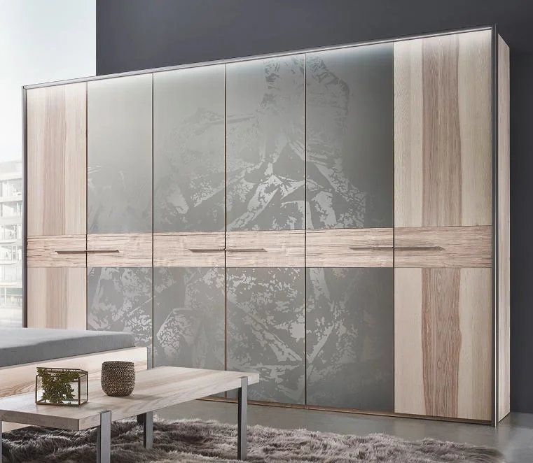 Thielemeyer Steel Drehtürenschrank / 6-türig mit 4 Colorglastüren und Kristallmotiv - Ansicht 3
