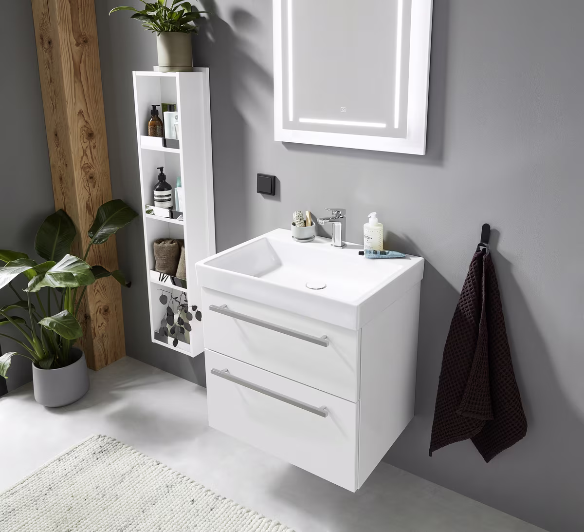 Puris c!mano Badmöbel Set - 62 cm mit Flächenspiegel - Ansicht 3