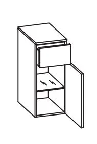 327.013040 Unterschrank / 1 Drehtüre / 1 Schubkasten / 1 Einlegeboden / inklusive Türdämpfer