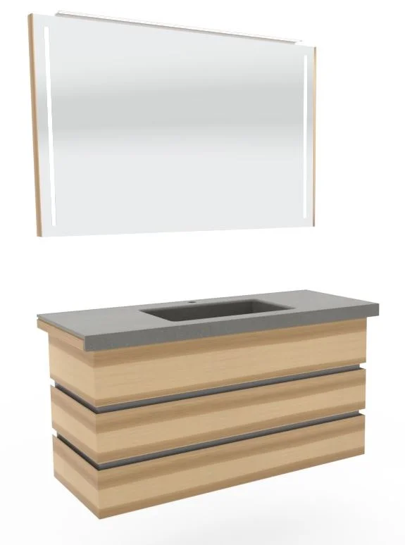 Thielemeyer Fresh Massivholz Badmöbelset mit Mineralsteinwaschtisch - 122 cm - Ansicht 4