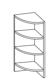 980.410010 Abschlussecke für Unterschrank / 3 feste Böden / Breite 33 cm / Höhe 81 cm /Tiefe 33 cm - stehend