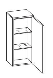 912.013030 Wandschrank / 1 Drehtüre / 2 Einlegeböden / inklusive Türdämpfer / Breite 30 cm / Höhe 70 cm / Tiefe 20 cm
