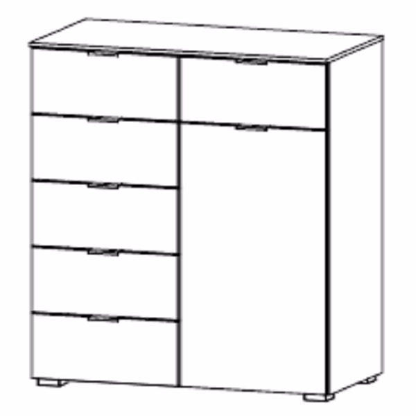 Kommode mit 6 Schubkästen und 1 Tür