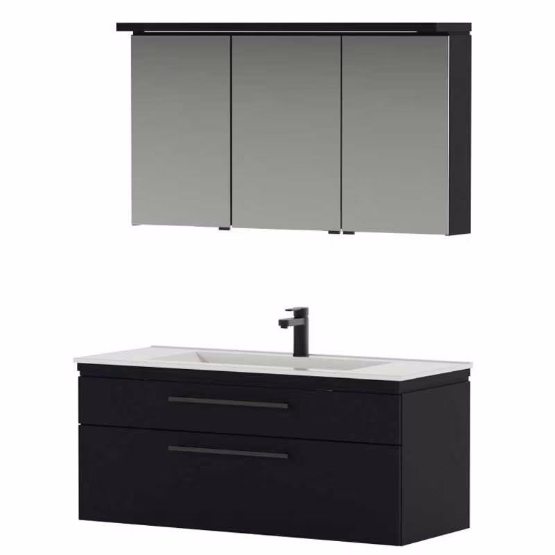 Puris Cool Line Badmöbel Set 122 cm - mit Spiegelschrank Serie A
