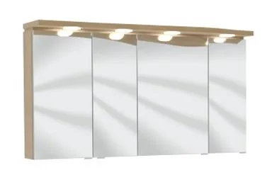 Spiegelschrank 120 cm SET40123L,Spiegelschrank S2A 4390 13: 3 Spiegeldrehtüren auf Trägerplatte, 2 Mittelwände, 6 Glasfachböden, 1 Schalter-Steckdosen-Element, inkl. Converter 30 Watt Spiegelschrank S2A 4330 13: 1 Spiegeldrehtür auf Trägerplatte, Außenkan
