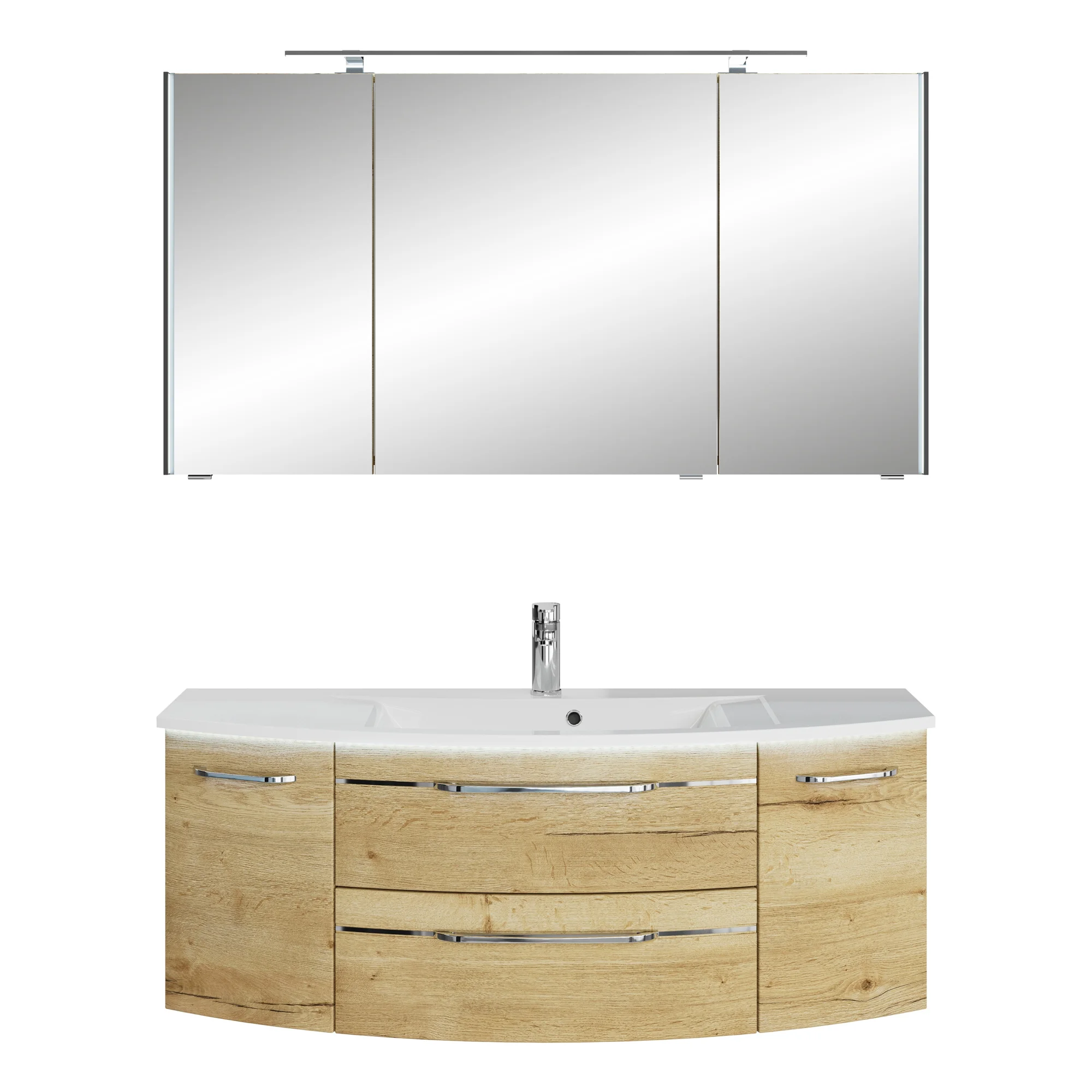 Pelipal 7045 Badmöbel Kombination 130 cm - mit Einzelwaschtisch mit Spiegelschrank - Ansicht 2